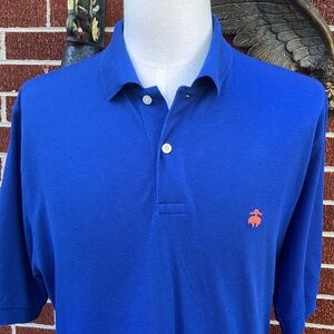 -Brooks Brothers "Performance Polo"  Blue w/Orange Sheep Polo S/S Men's Large